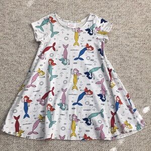 Hanna Andersson White Dress with Colorful Mermaids, size 6-7